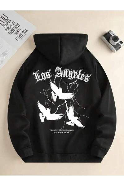 Velostra Hanorac unisex Los Angeles Freedom cu imprimeu 3 Strings Inside Sha ...