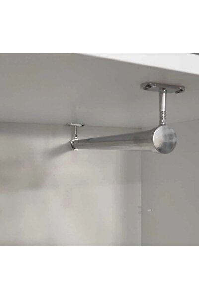 merveuras Dolap içi (70cm) Krom Yuvarlak Askı Borusu(Askı borusu+flanş+vida)