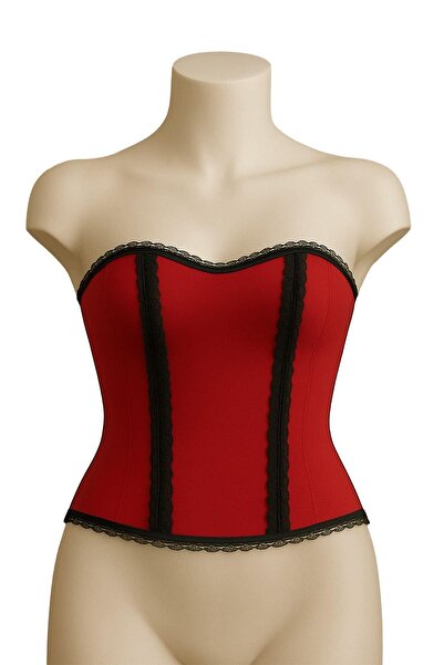 ALFA AKSESUAR 03 Red Mı Emay 9155 F Ruffled Sweatshirt Bustier