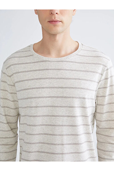 LC Waikiki Ανδρικό ριγέ μακρυμάνικο μπλουζάκι με λαιμόκοψη