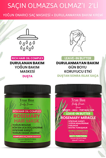 True Bee Daily Dream Series | Olmazsa Olmaz 2'Li Yoğun Besleyici, Parlaklık, Nemlendirme, Onarım Etkili Set
