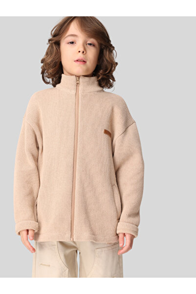 JENA Момчешки плетен кардиган 3-14 години бежов