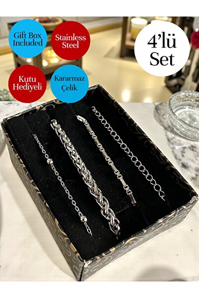 Vexa Aksesuar مجموعة أساور من الفولاذ المستورد مقاومة للصدأ مع علبة خاصة - مج...
