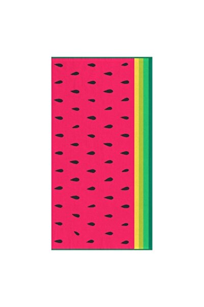 SHOPIENS ® Cotton Beach Towel, Red with Watermelon Pattern, 75 x 150 cm