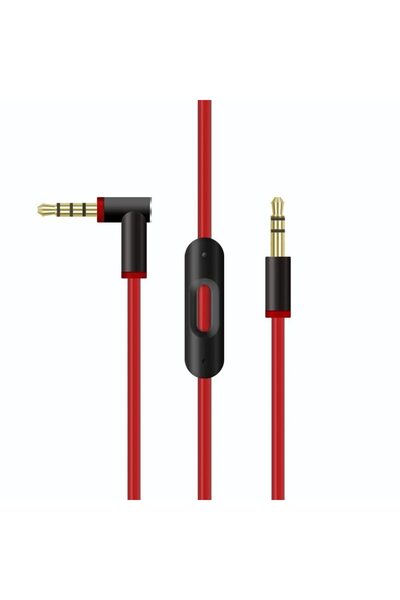 PadForce Cablu audio de 1,50 m cu microfon RemoteTalk încorporat pentru Beats, mufă de 3,5 mm - roșu cu negru