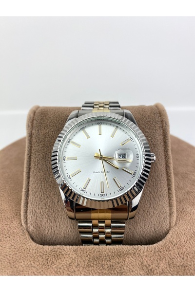 Mazzy Round Classic Model Calendar Steel Men's Wristwatch