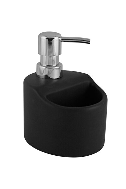 SHOPIENS Detergent dispenser with sponge holder Shopiens®, ceramic, 9.6 x 11.3 x 14 cm, black