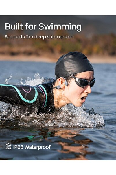 Shokz OpenSwim Pro Bone Conduction Sports Headphones (IP68, Bluetooth 5.4, 32GB MP3) - Grey