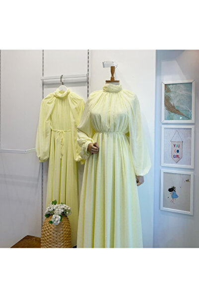 Faya Boutique Taşlı Sarı Abaya Elbise