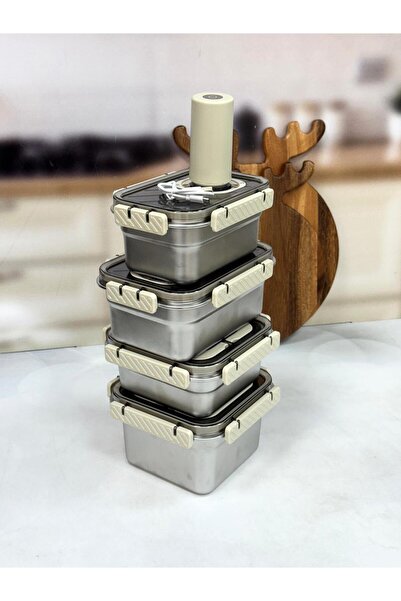 AROW Trust Vacuum Machine-Made Steel Storage Container Set Tkebt Single Color