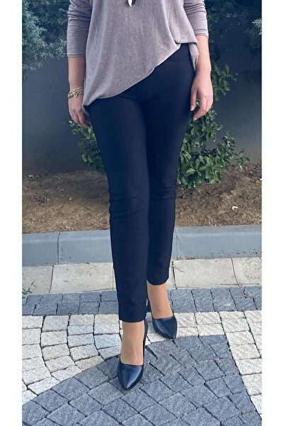 Mia Butik Women's Black Punto Pipe Leg Trousers (Choose One Size Smaller)