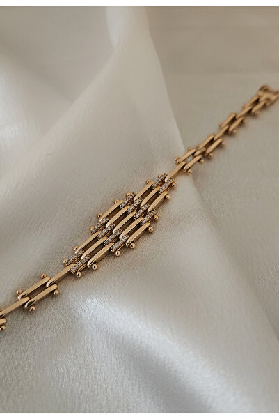 m mavi deniz accesories سوار شوبينغ بسلسلة وردية اللون مع تفاصيل مضلعة