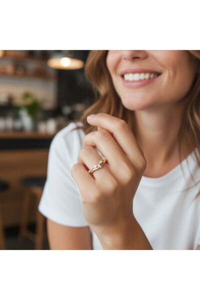 HOBİSY GIFT SHOP Adjustable Design Women's Ring – Gold Color Steel, Zircon St...