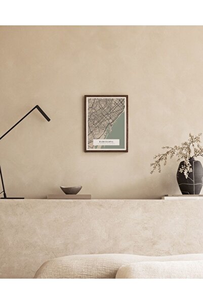Thetic Map No1 Vintage Green - Modern Aesthetic Frameless Premium Wall Art Poster