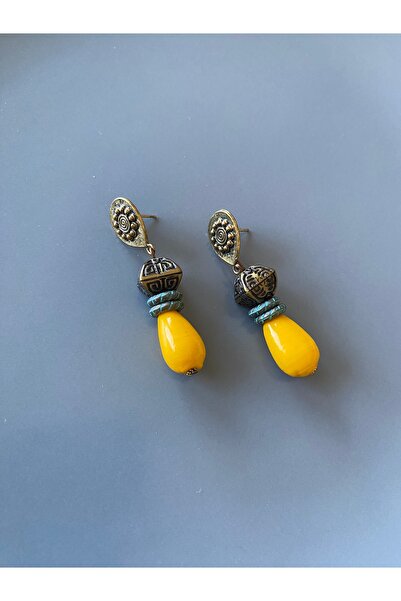 dela otantik El Yapımı Etnik Damla Boncuklu Sallantılı Küpe – Renkli Otantik Bohem Bijuteri Takı