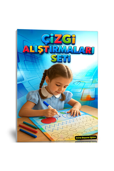Enine Boyuna Eğitim مجموعة تمارين الخط (كتاب حلزوني، كتاب قابل للمسح، وبطاقات)