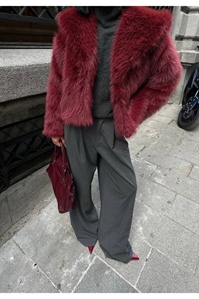 Bak'ap Premium Ele Lined Trendy Snap Closure Shawl Collar Faux Fur