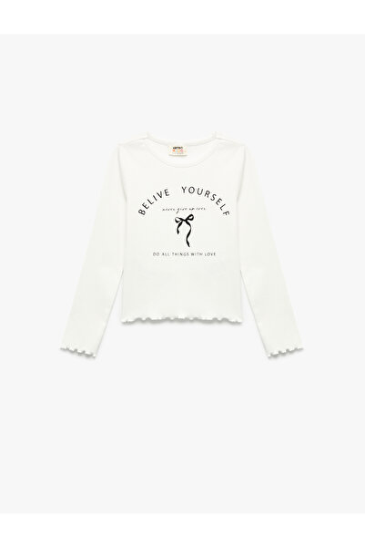 Koton Βαμβακερό εμπριμέ μακρυμάνικο T-shirt με λαιμόκοψη