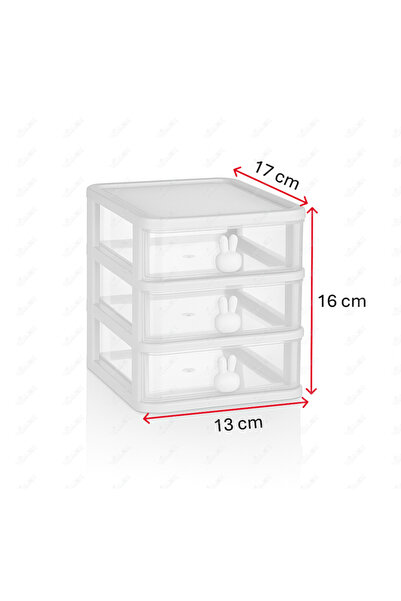 VİALEX Bunny 3 Drawer Multi-Function Desktop Accessories Organizer-Storage Box Organizer