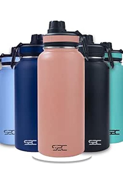 Generic زجاجة مياه من الفولاذ المقاوم للصدأ S2C سعة 1 لتر و32 أونصة معزولة بجدار مزدوج، خالية من مادة BPA للأطفال