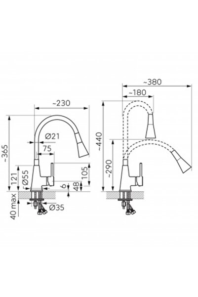 FERRO Baterie de bucătărie cu cioc flexibil și două funcții - Gri - Zumba2