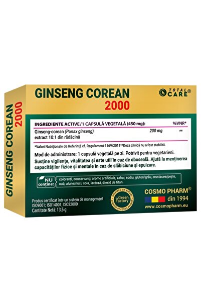 Cosmo Pharm Ginseng Corean 2000 mg – Vitalitate si Echilibru