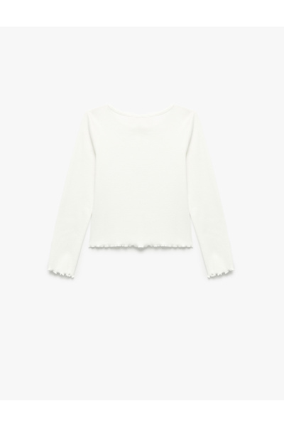 Koton Βαμβακερό εμπριμέ μακρυμάνικο T-shirt με λαιμόκοψη