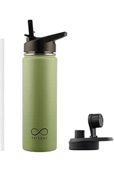 Generic FRIZZOC Insulated Stainless Steel Water Bottle 600 ML with Straw, Double Wall Wide Mouth Hot & Cold