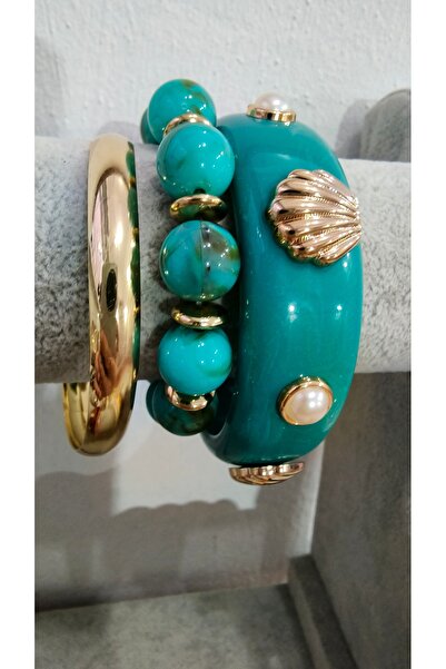 Kemik Bracelet with Colorful Sea Shells and Pearls, Set of 3