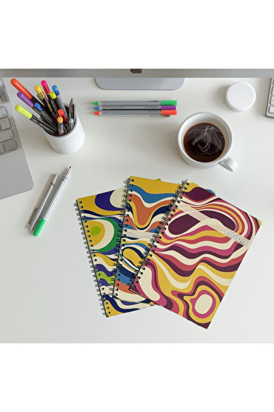KarmaOfis A5 Spiral Marbled Notebook 40 Sheets 3-Ring (All Unlined)