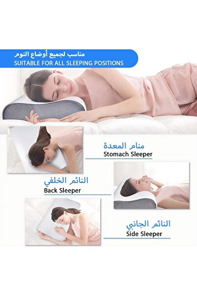 Relax Smart Relax Smart Memory Foam Sleeping Pillow Contoured Design Washable Neck Pillow for Neck Pain Relief
