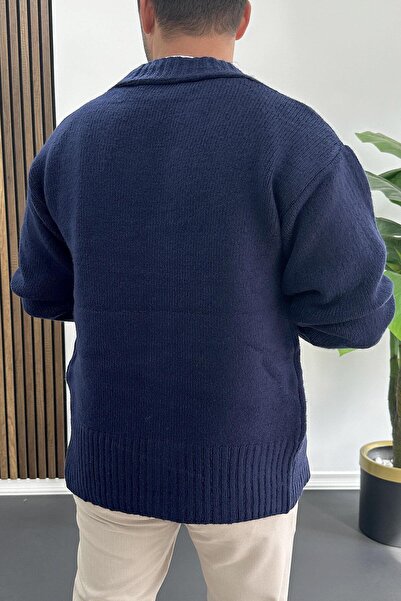Edwox Чоловічий кардиган з ґудзиками, вільний крій, синій Edw416