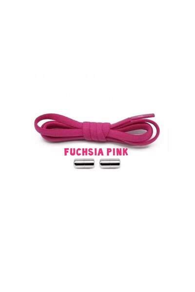 Mirfa Elastic No Tie Shoe Lace Pair (Fuschia Pink Lace with Silver Cap)