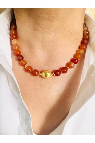 DEVİ fashion Agate Natural Stone Necklace 45 cm