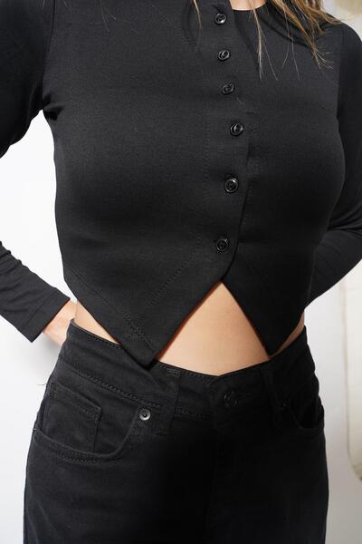 Pafi Moda Μπλούζα Modal με κουμπί Echo Μαύρη