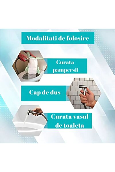 cribeau Cap dus cu functie bideu, cap T, Cribeau, cu furtun protectie metal 1.43 m, sistem agatare, mufa rac