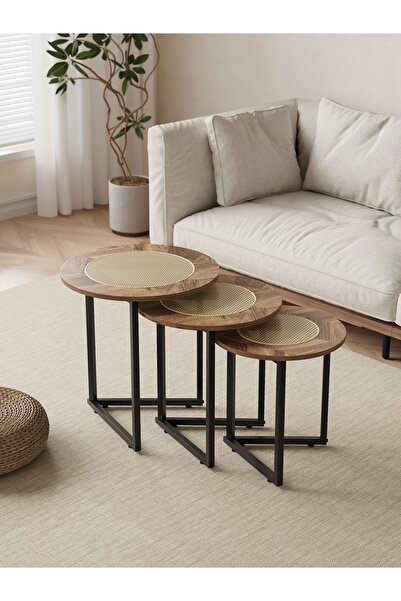 Un Set of 3 coffee tables with a luxurious design and a natural touch that fits every corner