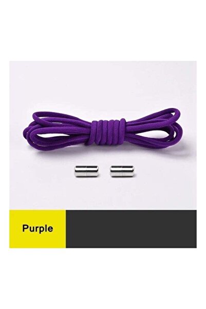Mirfa Elastic No Tie Shoe Lace Pair (Purple Lace with Silver Cap)
