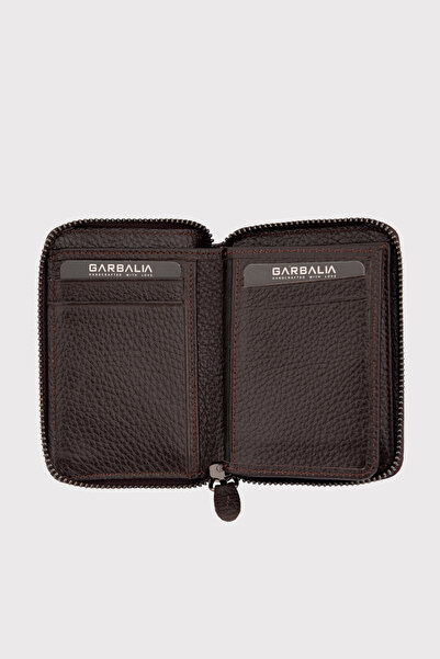 Garbalia Πορτοφόλι θήκης κάρτας Unisex Καφέ Αλυσίδα από γνήσιο δέρμα