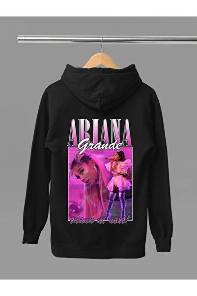 MAGORS Hanorac cu glugă din bumbac imprimat ARIANA GRANDE, cu mânecă lungă, c...