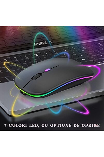 cribeau Mouse optic wireless cu iluminare LED RGB, negru, USB si Bluetooth
