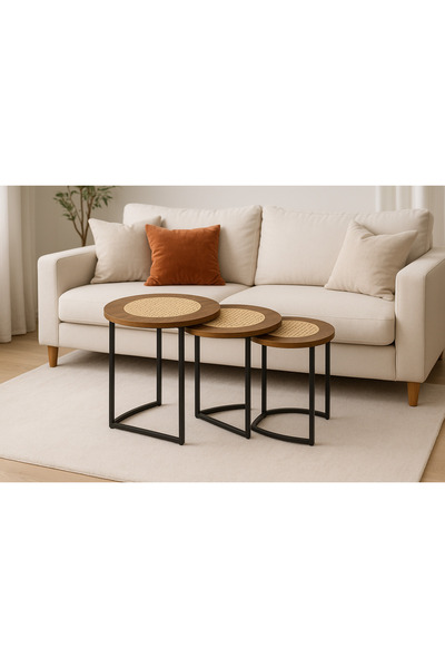 Un Set of 3 coffee tables with a luxurious design and a natural touch that fits every corner
