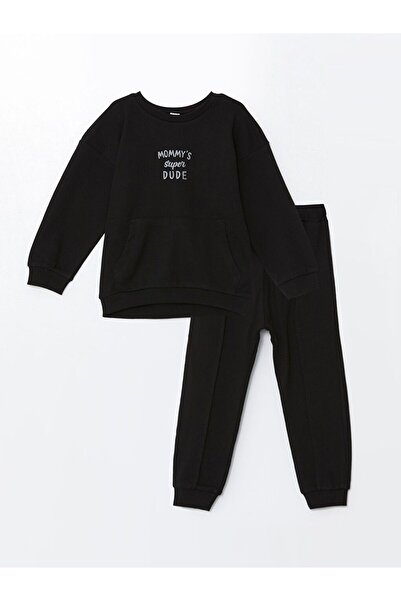 LC Waikiki LCW Kids Kapüşonlu Uzun Kollu Basic Erkek Bebek Sweatshirt ve Eşofman Alt 2'li Takım