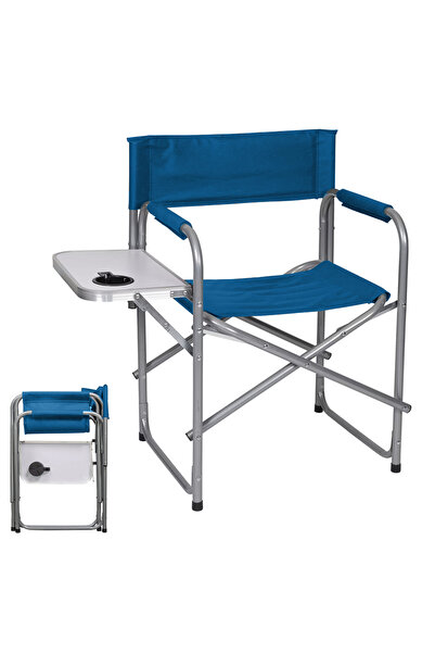 Cady One كرسي تخييم قماشي قابل للطي بإطار من الألومنيوم المتين مع طاولة جانبية وحامل أكواب