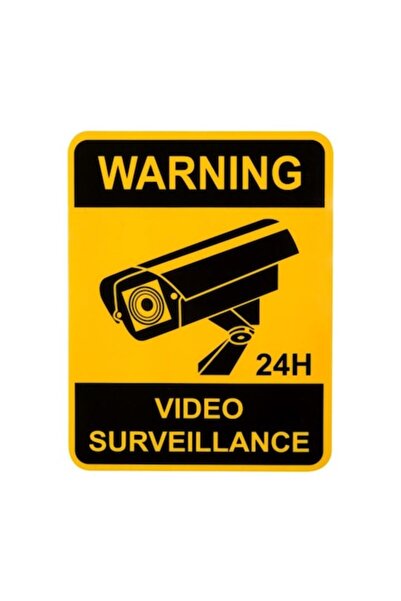 Bibilel Semn de avertizare autoadeziv, Supraveghere video, Plastic, Galben, J...