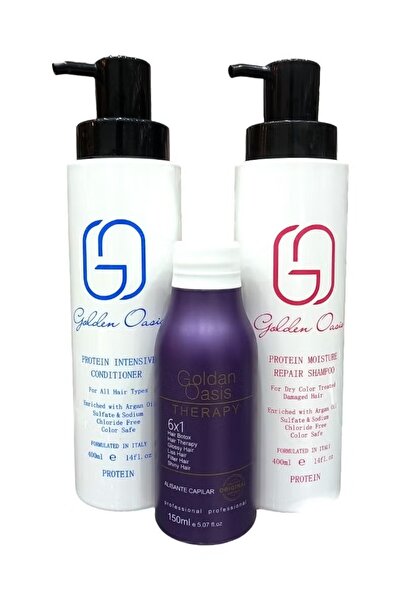 GOLDEN OASIS مجموعة ثيرابي ليس بروتين 150مل مع شامبو 400مل وبلسم 400مل للعناي...