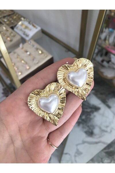 the ASEL İNCİ أقراط نموذج القلب مع اللؤلؤ