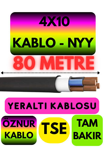 Avarson Öznur 4X10 NYY (Yeraltı Kablosu) Metre Seçenekli 80 METRE