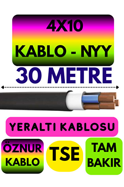 Avarson Öznur 4X10 NYY (Yeraltı Kablosu) Metre Seçenekli 30 METRE