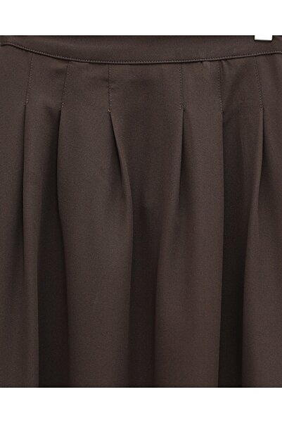 Modamorfo Pleated Crepe Skirt with Zipper Pocket -K. Brown